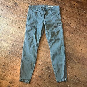 Pistola army green moto 31 normcore ankle zipper jeans